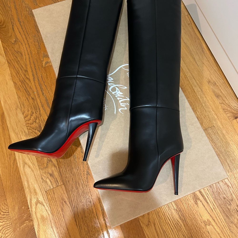 Christian Louboutin Black and Red Heeled Boots